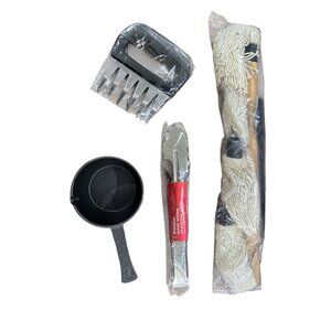 BBQ Mop Brush and Cast Iron Basting Pot - Grilling Tool Set with Basting Brush a